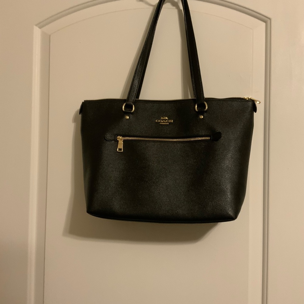 Coach Black Tote with Gold Accents